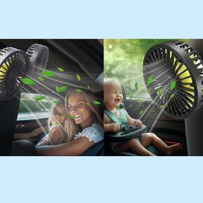 Dual Head Car Fans for Backseat Kids，Single Head USB Powered Car Fan for Car Rear Back Seats Baby（No Battery）
