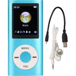 MP3 Player, Portable Lossless Sound Player with Earphone 1.8 Inch LCD Screen, Supports up to 64GB (Blue)