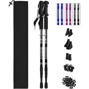 Trekking Poles, Adjustable Telescopic 3-Section Hiking Poles, Lightweight Aluminum Trekking Poles for Hiking, Backpacking, Anti-Shock Walking Sticks for Men Women Kids, 2Pack in Kuwait
