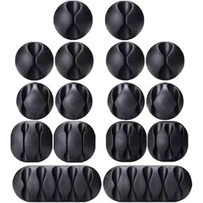 New Talent Cable Clips, 24 Pack Black Self Adhesive Cord Holder, Cord Holder for Desk, Ideal Cable Management Cord Organizer Wire Keeper for Desk,Adhesive Cable Clips Nightstand, Phone Charger