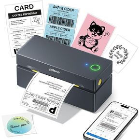 POLONO Bluetooth Thermal Shipping Label Printer, Wireless 4x6 Shipping Label Printer for Small Business, Support iOS, Android, Windows and Mac, Compatible with Amazon, Ebay, Shopify, Etsy, USPS (Grey)