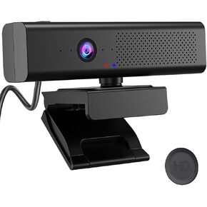 Full 1080P HD 3-in-1 Webcam: Camera and Speaker for Desktop Computer with Built-in 4 Microphones, External USB Web Cam with Magnetic Privacy Cover and Mute for Laptop, Streaming, Conference