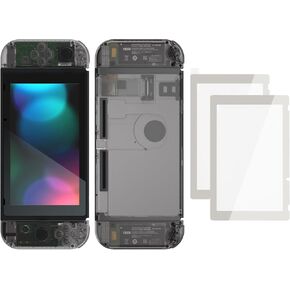eXtremeRate Colorful Border Screen Protector + Clear Black DIY Replacement Full Set Shell for Nintendo Switch