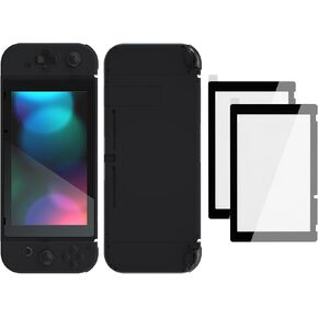eXtremeRate Colorful Border Screen Protector +Black Dpad Version DIY Replacement Full Set Shell for Nintendo Switch