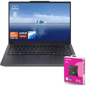 Lenovo ThinkPad E14 Gen 6 Business Laptop, 14" WUXGA, AMD Ryzen 5 7535U up to 4.55GHz, 32GB DDR5 RAM, 2TB SSD, Fingerprint, Backlit, HDMI, Wi-Fi 6, Win 11 Pro, Bundle with ADATA 512GB External SSD