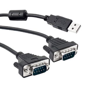 UOTEK USB to 2 Ports RS232 Converter Adapter, DB9 pin Adopts UK FTDI Chipset, Win XP/Vista/7/8/10/CE/Mac/Linux Supports 4.9ft Length UT-8812