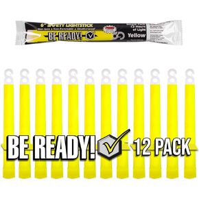 Be Ready - Yellow 6" Industrial 12 Hour Premium Emergency Safety Chemical Light Glow Sticks 12 Pack