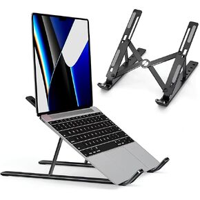 Adjustable Aluminum Laptop Stand – 7-Level Height & Tilt Riser for Desk | Ergonomic Foldable Holder | Durable, Compact, and Travel-Friendly | Fits 9"–15.6" Laptops