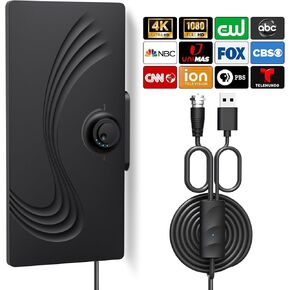 TV Antenna Indoor, Smart Antenna 600+ Miles Range Reception, HD TV Antenna for Local Channels, 18ft Coax Signal Booster & Support 4K 1080P Suitable for All Smart TV and All Older TV's