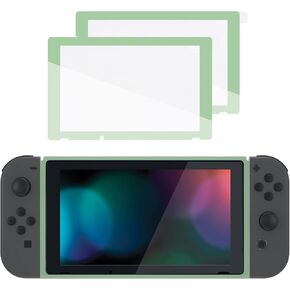 eXtremeRate Matcha Green Colorful Border Screen Protector + Replacement Shell Front Frame for Nintendo Switch Console with Volume Up Down Power Buttons - Console NOT Included