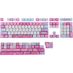 Kiiboom X elyxirine Develdment Dreams: Pastel Y2K Keycap Set ، 144 Keys MOA Profile Keycaps للوحة المفاتيح الميكانيكية ، متوافقة مع ANSI/ISO ، 60 ٪ ، 65 ٪ ، 75 ٪ ، TKL ، وضع كامل الحجم
