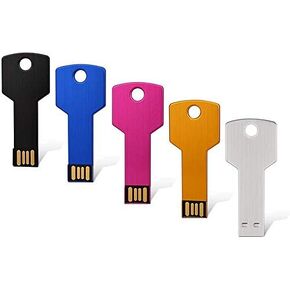 64G Key Shape USB Flash Drive, K&ZZ Metal Thumb Drive USB2.0 Flash Disk Memory USB Stick Expansion Disk, Silver 64GB
