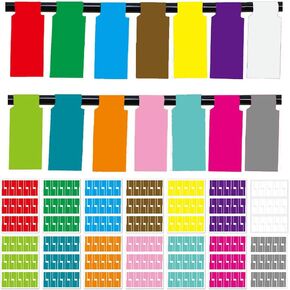 14 Sheet Multicolor Cable Labels, 420 Pcs Waterproof Vinyl P-Shaped Cable Tages for Cord Management,Self-Adhesive Handwritten Wire Markers for Electronics Cable Organize,Printable for Laser Printer.