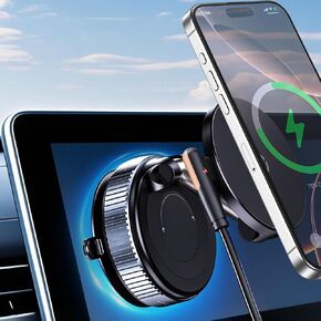 15W Wireless Charger Vacuum Magnetic Phone Holder for Magsafe, 360° Adjustable Suction Cup Phone Mount for Car Dashboard/Windshield, Vacuum Magnet Stand for All Smartphones