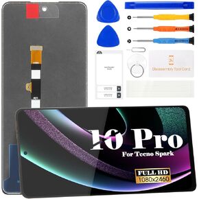 for Tecno Spark 10 Pro Screen Replacement for Tecno KI7 LCD Display Touch Screen Digitizer Assembly with Repair Kits(Black,Without Frame)