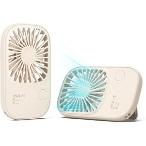 JISULIFE Handheld Mini Lash Fan with Bracket, Small Portable USB Rechargeable Personal Makeup/Eyelash Fan with 3 Speeds for Women Mom Girls Office Outdoor Travel Blue