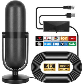 TV Antenna Indoor for Smart TV Local Channels with 650+ Miles Coverage Range Supports 4K 1080P HD for All TVs Includes Signal Amplifier & Magnetic Support Base and 18ft Cable