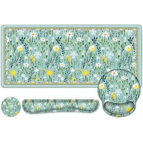 Cute Desk Mat, 4in1 Large Mouse Pad with Wrist Rest, Desk Matt for Desktop, Desk Pad Mat, Anti-Slip XXL Computer Ergonomic Mousepad with Wrist Support for Keyboard and Mouse I Funny Cat Animals