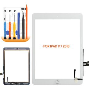 لاستبدال شاشة الجيل السادس من iPad لـ iPad 9.7 2018 A1893 استبدال الشاشة لـ iPad iPad A1954 Screen Digitizer Glass Sensor +Home Button (White)