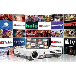 Projector with wifi and bluetooth, portable projector, Auto Keystone, 4k projector, Zoom, Mini Projector, With projector screen and projector stand, Projector for smart home