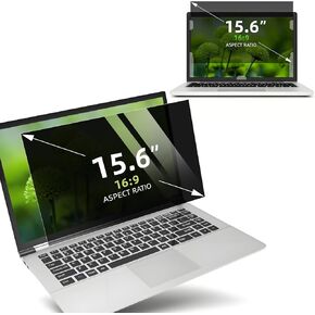 15.6 Inch Laptop Privacy Screen Protector, Removable 16:9 Anti-Spy Filter Anti Glare Matte & Glossy Dual-Side, 30° Viewing Angle, Scratch Resistant for Office/Public Use