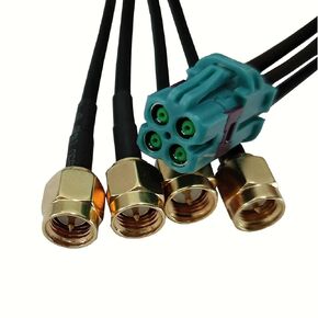 Fakra Cable 4 in 1 Mini Fakra Z Female Jack to SMA Male Plug Four Ports Male Straight Coaxial Cable 50CM Assembly for GPS Telematics or Navigation Compatible TE Connectivity