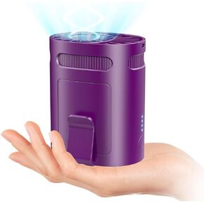 Clip On Fan for Shirt Belt Pants-Mini Lightweight Portable Waist Fan Rechargeable Battery Powered,Hands Free Belt Loop Tshirt Hip Poctet Hard Hat Body Cooler Travel Camping Sports Deep Purple