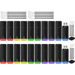 AGECASH Fat32 USB Flash Drive 20 Pack 4GB Bulk USB 2.0 Flash Drives Thumb Drive 20Pack Memory Stick Jump Drives Multipack Zip Drive for Data Storage and Backup (Multicolor, 4GB)