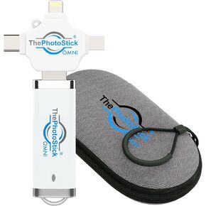 ThePhotoStick® Omni 32GB + Protective Case | Secure Photo & Video Backup and Transfer | Digital File Organization | USB & Multiport Connection for Phones, Tablets and Computers | Water Resistant Case