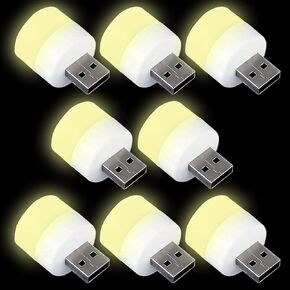 قابس يوانكيان في LED Night Light Mini LED LED LED مرن USB LED Ambient Light Mini LED LED LED ، LED LED LED ، داخلي ، في الهواء الطلق ، القراءة ، النوم (8 عبوات ، دافئة)