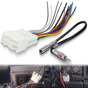 Radio Wiring Harness with Antenna Adapter Compatible with 1989-2002 Chevy GMC Buick Cadillac Install Aftermarket Stereo Wire Cable Adapter