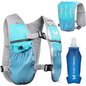 Running Hydration Vest for Women Men: Adjustable Hydration Pack Backpack with 500ml Soft Flask, Lightweight Breathable Running Water Vest for Marathon Jogging Cycling Hiking