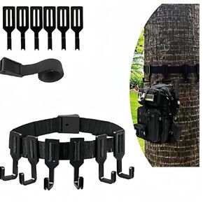 Tree Stand Strap Hook Hangers,Hunting Bow Hanger, Adjustable Webbing Straps Bow Hanger Tree Strap with 6 Plastic Hooks for Camping Hunting Hiking Accessories