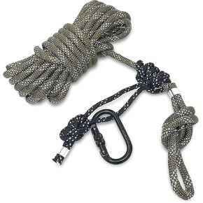 Reflective Safety Rope for Tree Stand 30ft Safety Harness Rope Camo with Prusik Knot Lifeline & Carabiner