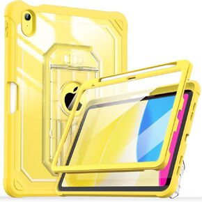 Cantis Case لـ iPad A16 11 Inch 2025/ iPad 10th Generation 2022 (10.9 بوصة) مع حامي الشاشة وحامل القلم الرصاص ، حالة الجيل الحادي عشر مع حامل مستقر أكبر ، بريق واضح