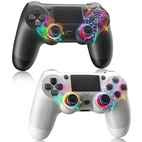 Controller Wireless for PS4 - Spider Pattern Design, 1000mAh Battery, Adjustable RGB, Double shock, 6-Axis Gyro, Built-in Speaker, 3.5mm Audio Jack, Controller fit for PlayStation 4/Pro/Slim/PC