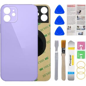 Back Glass Replacement Compatible with iPhone 12 6.1-Inches with Repairing Kit and Installation Instruction (Purple)