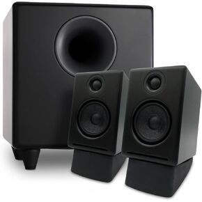 Audioengine A2 Black Desktop Speakers with S8 Black Subwoofer and DS1 Stands