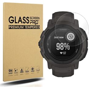4 Pack Anti-Scratch Film for Garmin Instinct 2 Screen Protector, Full Protective 9H Hardness Tempered Glass Fit for Garmin Instinct 2 / Instinct 2 Solar Smartwatch