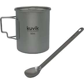 Kuvik 550ml (18.6 oz) Titanium Cup & Titanium Spoon Bundle