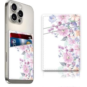 Leather Phone Card Holder Phone Wallet,Credit Card Holder for Phone Case Compatible with Phone,Stick On Sleeve for Phone Pocket,Suitable for Most Phones Cute Peacock