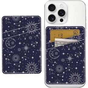 Phone Card Holder, Cute Leather Phone Wallet Stick On, Dual Pocket Credit Card Sticky Wallet, Compatible with Most of Cell Phone Beige Base Daisy