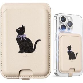 Anti-Lost Magnetic Phone Wallet, Strong Magnetic Design, Compatible with MagSafe, Holds 1 Cards, Phone Wallet Stick on iPhone and Android Smartphones, (Pink Bow, Pocket) in Kuwait