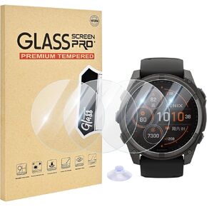 4 Pack Compatible for Garmin Fenix 8 47mm Screen Protector, HD Clear 9H Tempered Glass Protective Film for Fenix 8 Solar/Amoled Watch Screen Protector 47mm, Anti-scratch & Sensitive Touch