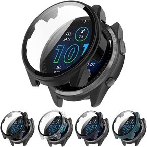 4-Pack Screen Protector Case Compatible with Garmin Forerunner® 965 Running Smartwatch, Ultra-Thin Hard PC Protective Cover Slim for Tempered Glass for Forerunner 965 Accessories