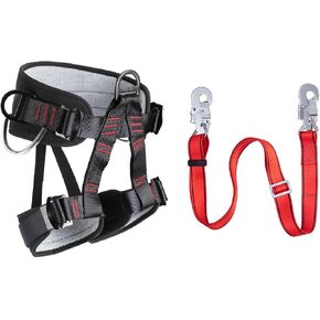 Climbing Safety Belt with Adjustable Lanyard, Thicken Half Body Safety Climbing Belt, Safety Belt Kit Personal Portable Protective Equipment