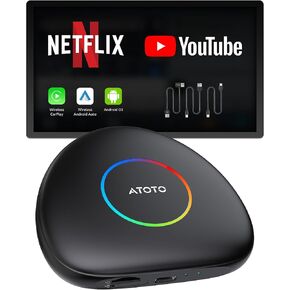 CarWave Car Smart Box CB6C ATOTOLIFE Wireless Carplay Adapter,2025 Upgrade Android 13, CarPlay AI Box Android Auto Adapter with GPS Track, AI DriveChat, 4G LTE, 4G+64G, Plug & Play AI Smart Box, Black
