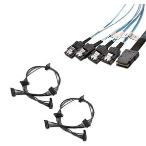 Cable Matters 1-Pack Internal Mini SAS to SATA Cable (SFF-8087 Forward Breakout) 3.3 Feet & 2-Pack 15 Pin SATA to 4 Power Splitter Cable