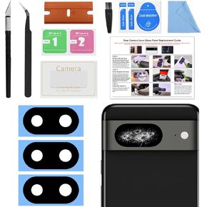 3 Pack for Pixel 8 Back Rear Camera Lens Glass Replacement, Back Camera Lens with Premium Lens Protector Compatible with Pixel 8, Included Instruction Manual, Toolkit