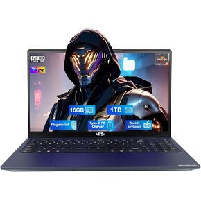 15.6" IPS FHD Gaming Business Laptop, 6 Cores AMD Ryzen 5 6600H, 32GB DDR5 RAM 1TB SSD(Beat i5-12450H, Up to 4.5GHz), 6-Cores 660M GPU, 100W Type-C, Fingerprint, Backlit Keyboard, 54Wh Battery, Win11